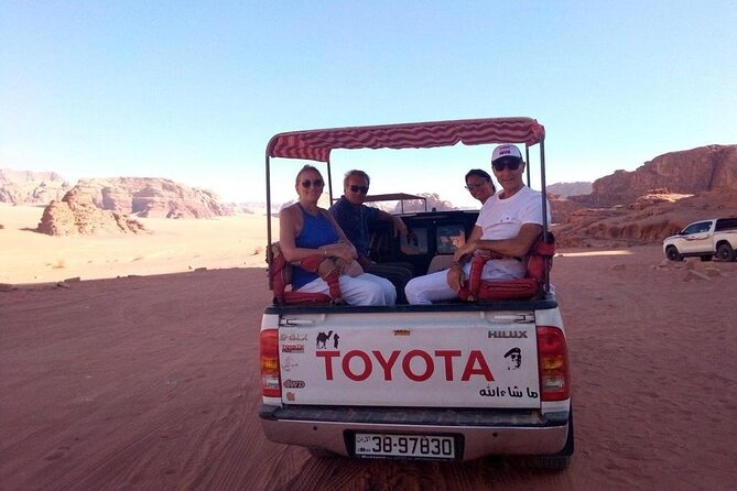 Wadi Rum trip from Aqaba, round trip, includes a 2 -hour jeep - The four-wheel-drive ride between the mountains